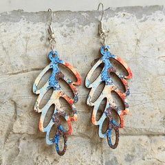 Leaf Shape Wooden Dangle Earrings Trendsi