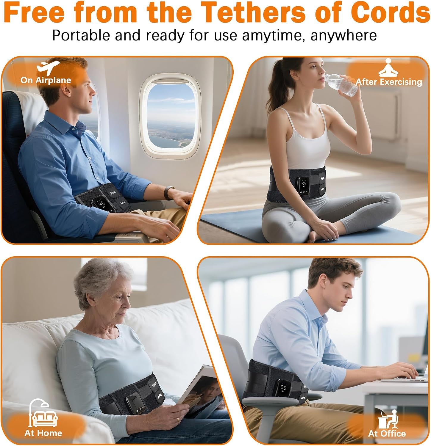 Cordless Heating Pad for Back, 5 Heat & 5 Vibration