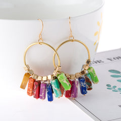 Multicolored Stone Dangle Earrings Trendsi