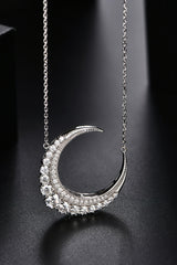 1.8 Carat Moissanite Crescent Moon Shape Pendant Necklace Trendsi