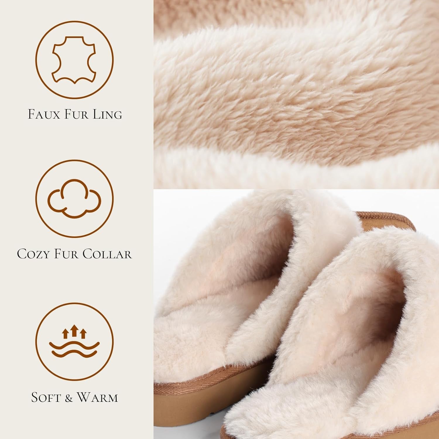 Fuzzy Slippers for Women Cozy Faux Fur House Shoes Memory Foam Slippers
