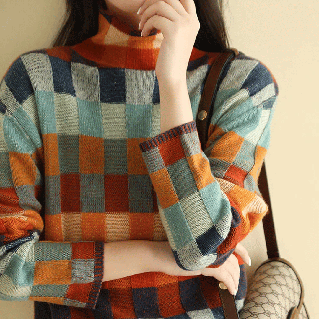 Ravelyn™ Cashmere Patchwork Turtleneck dylinoshop