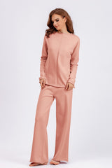 Basic Bae Rolled Round Neck Top and Pants Sweater Set Trendsi