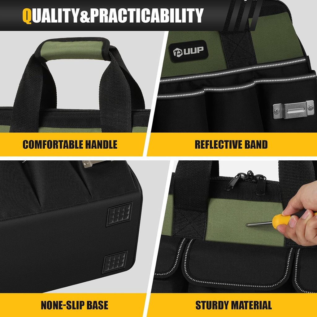 Heavy Duty Tool Bag 15Inch, 16-Pocket Portable Empty Tool Box Organizer