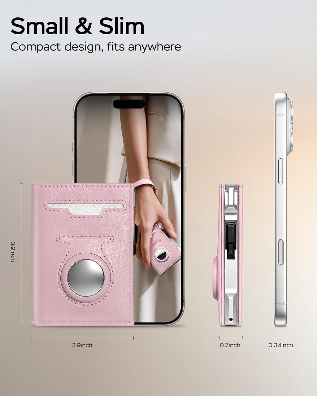 RFID Wallet for Women with Airtag Holder, Pop up Card Holder, Slim Trifold