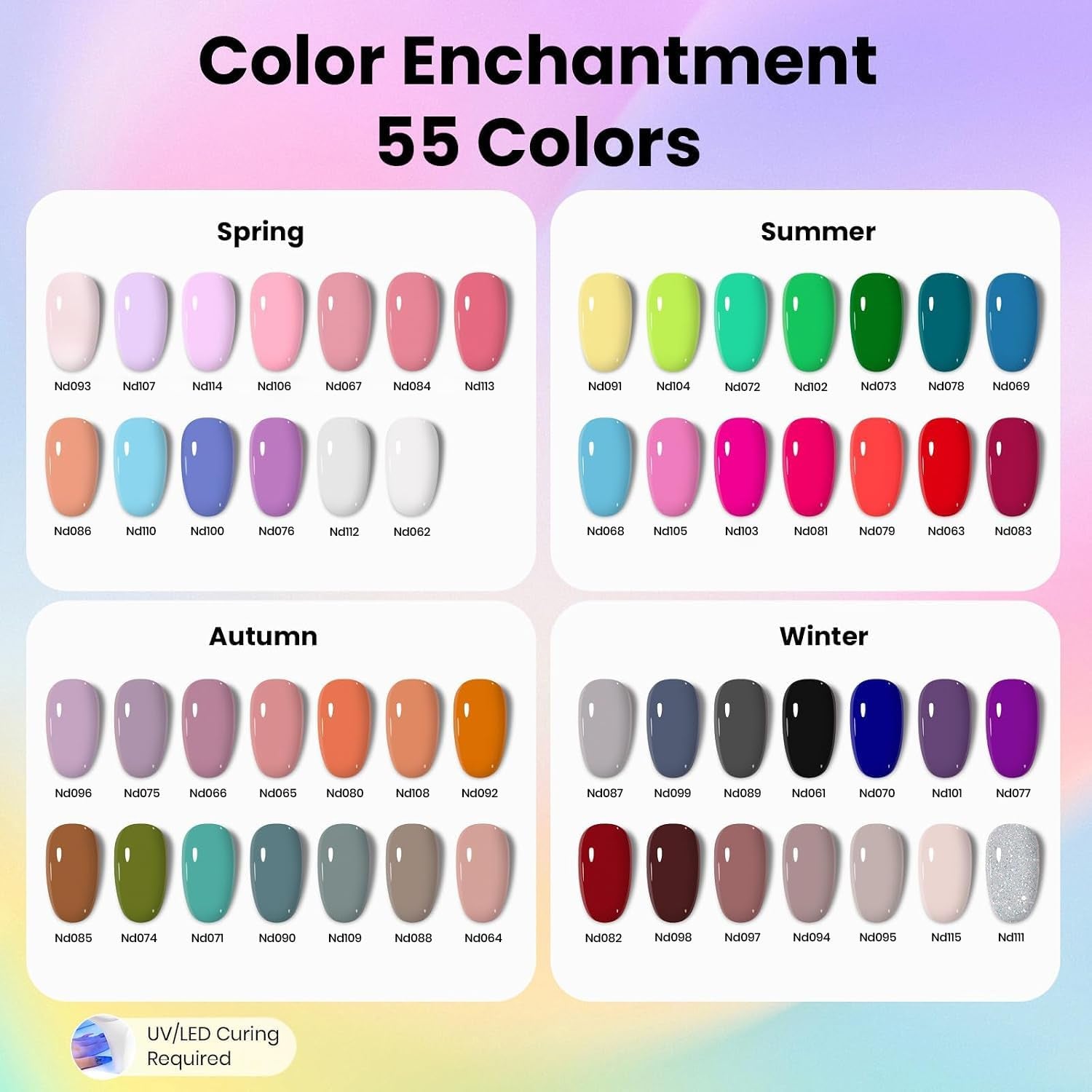 Beetles Gel Nail Polish Kit with U V Light - 80Pcs 55 Colors Gel Nail Kit