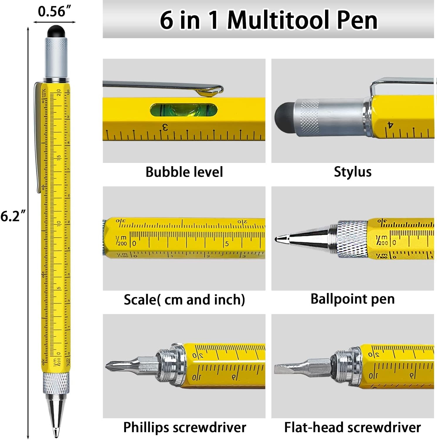 Gifts for Men, Stocking Stuffers for Men Adults, Multitool Pen Set 2Pcs Multi-Tool Pens Cool EDC Gadgets, Christmas Birthday Presents White Elephant Gifts for Adults Dad Grandpa Husband Him Guys Women