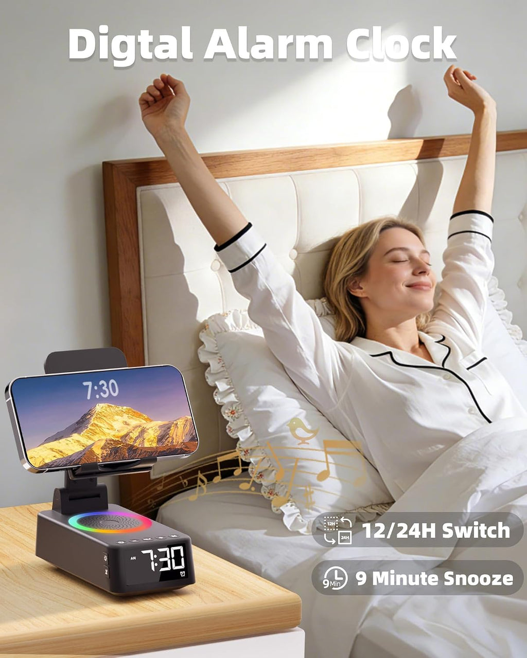 Gifts for Men Women, Bluetooth Speaker with Phone Stand White Noise Machine
