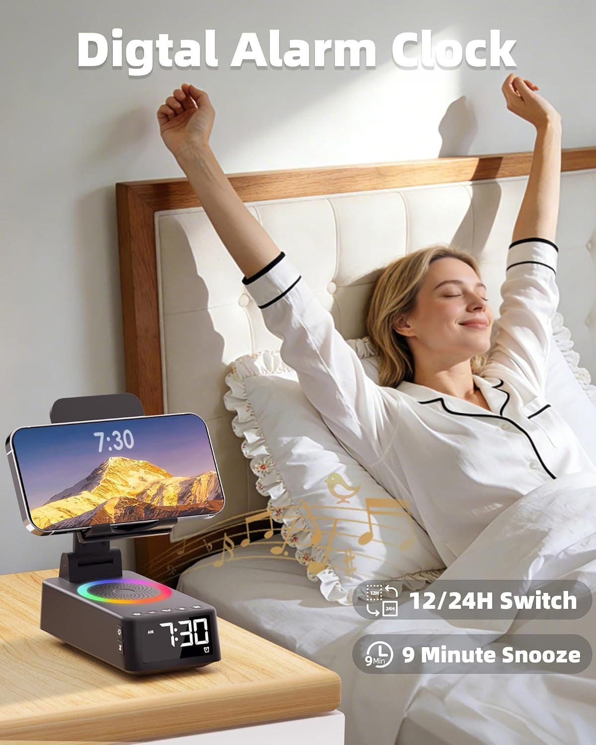 Gifts for Men Women, Bluetooth Speaker with Phone Stand White Noise Machine