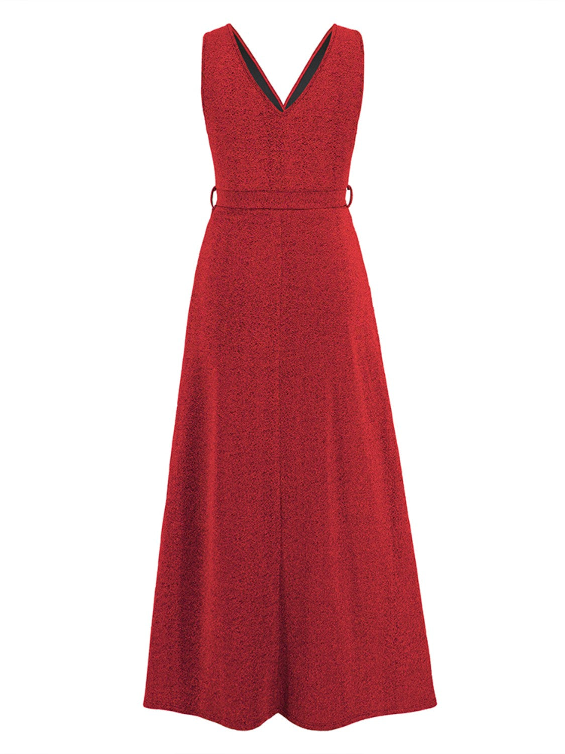 Slit Surplice Tie Waist Sleeveless Dress Trendsi