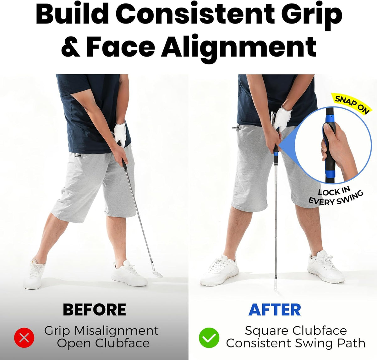 Golf Grip Trainer, Right-Hand Grip Corrector for Golf Club Grips