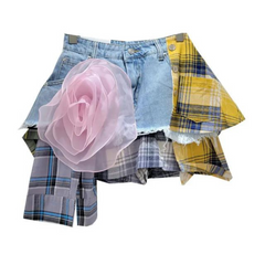 Patchflare Denim Skirt