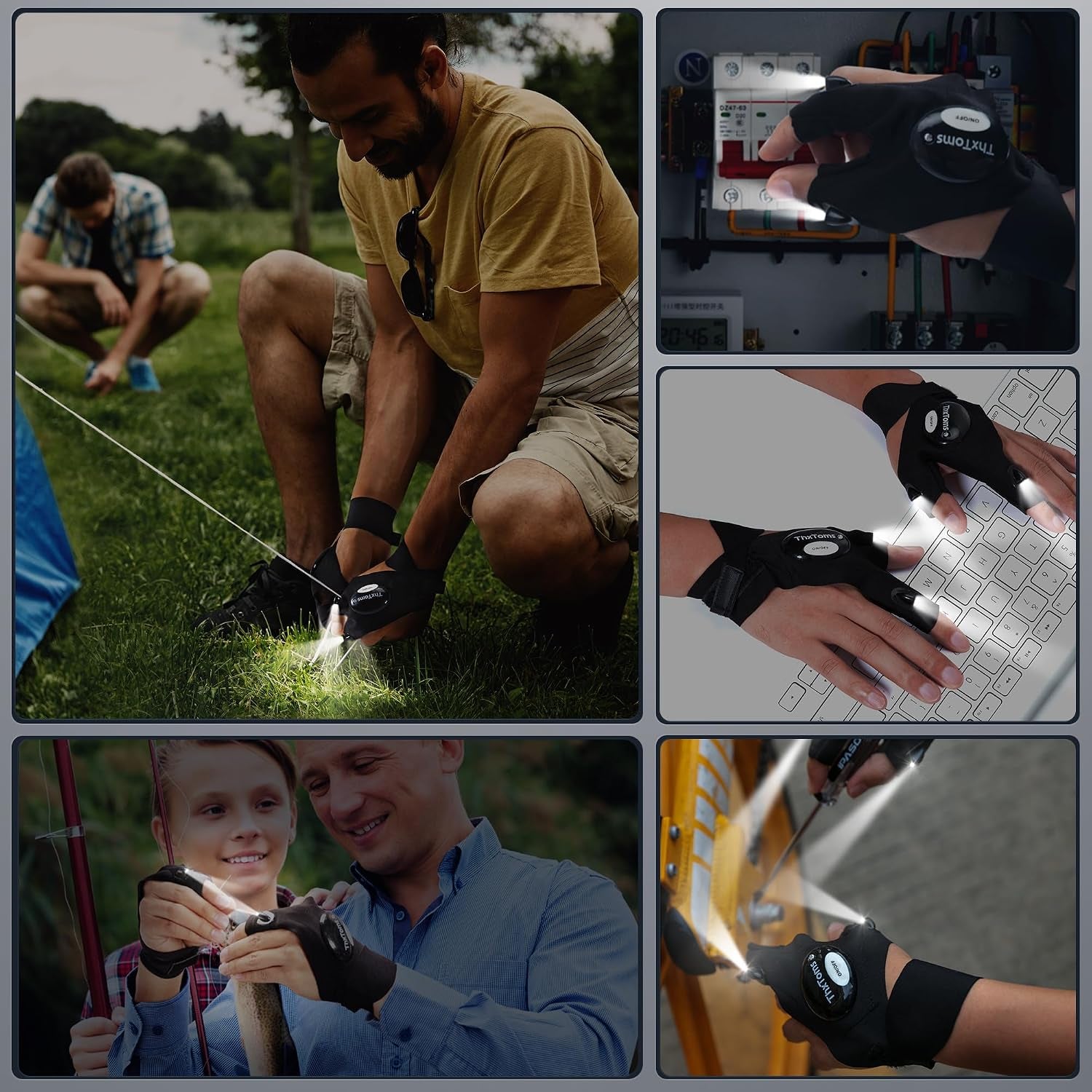 LED Flashlight Gloves, Stocking Stuffers for Men Dad Husband Adults