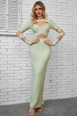 Cutout Round Neck Maxi Wrap Dress Trendsi