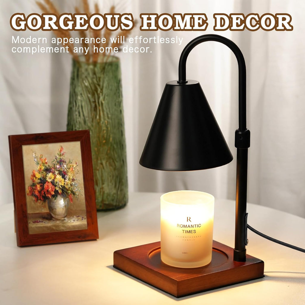 Modern Candle Warmer Lamp with Timer, Dimmable Candle Lamp Warmer, Mothers Day Birthday Gifts for Women Men, Black Candle Warmer, Adjustable Candle Light Warmer, Cozy Living Room Bedroom Home Decor
