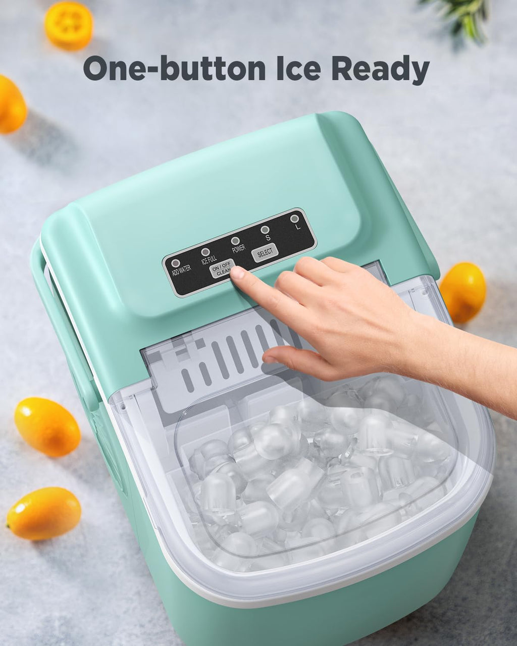 Silonn Ice Maker Countertop, Portable Ice Machine with Carry Handle, Self-Cleaning Ice Makers with Basket and Scoop, 9 Cubes in 6 Mins, 26 lbs per Day, Ideal for Home, Kitchen, Camping, RV