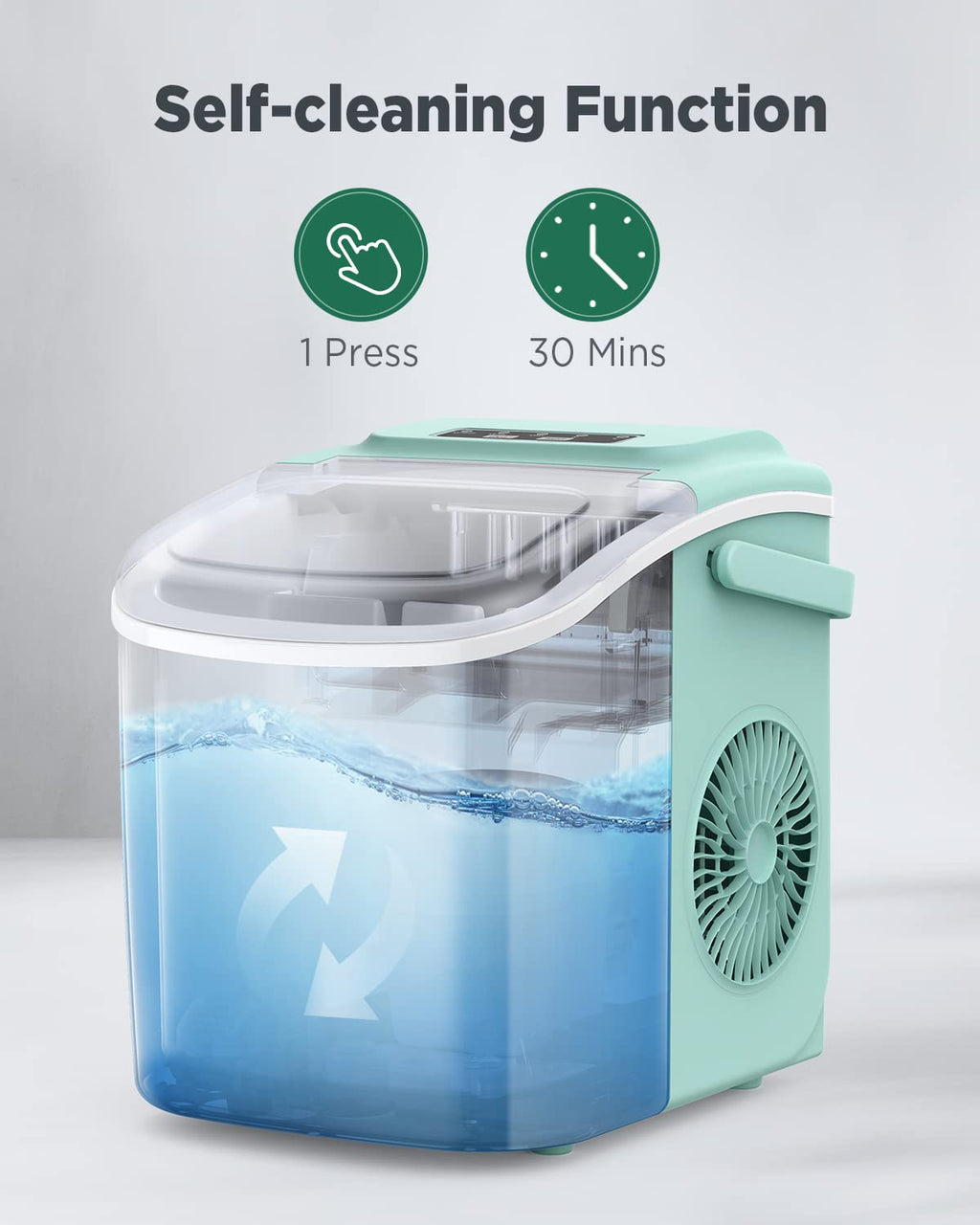 Silonn Ice Maker Countertop, Portable Ice Machine with Carry Handle, Self-Cleaning Ice Makers with Basket and Scoop, 9 Cubes in 6 Mins, 26 lbs per Day, Ideal for Home, Kitchen, Camping, RV