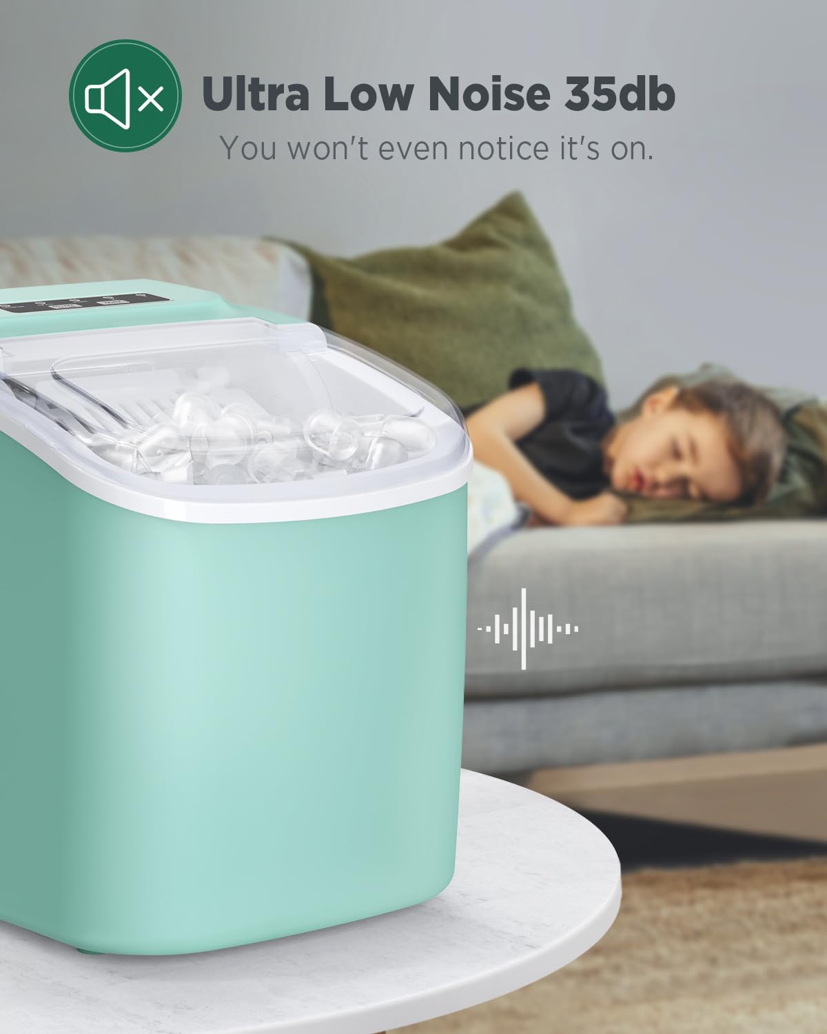 Silonn Ice Maker Countertop, Portable Ice Machine with Carry Handle, Self-Cleaning Ice Makers with Basket and Scoop, 9 Cubes in 6 Mins, 26 lbs per Day, Ideal for Home, Kitchen, Camping, RV
