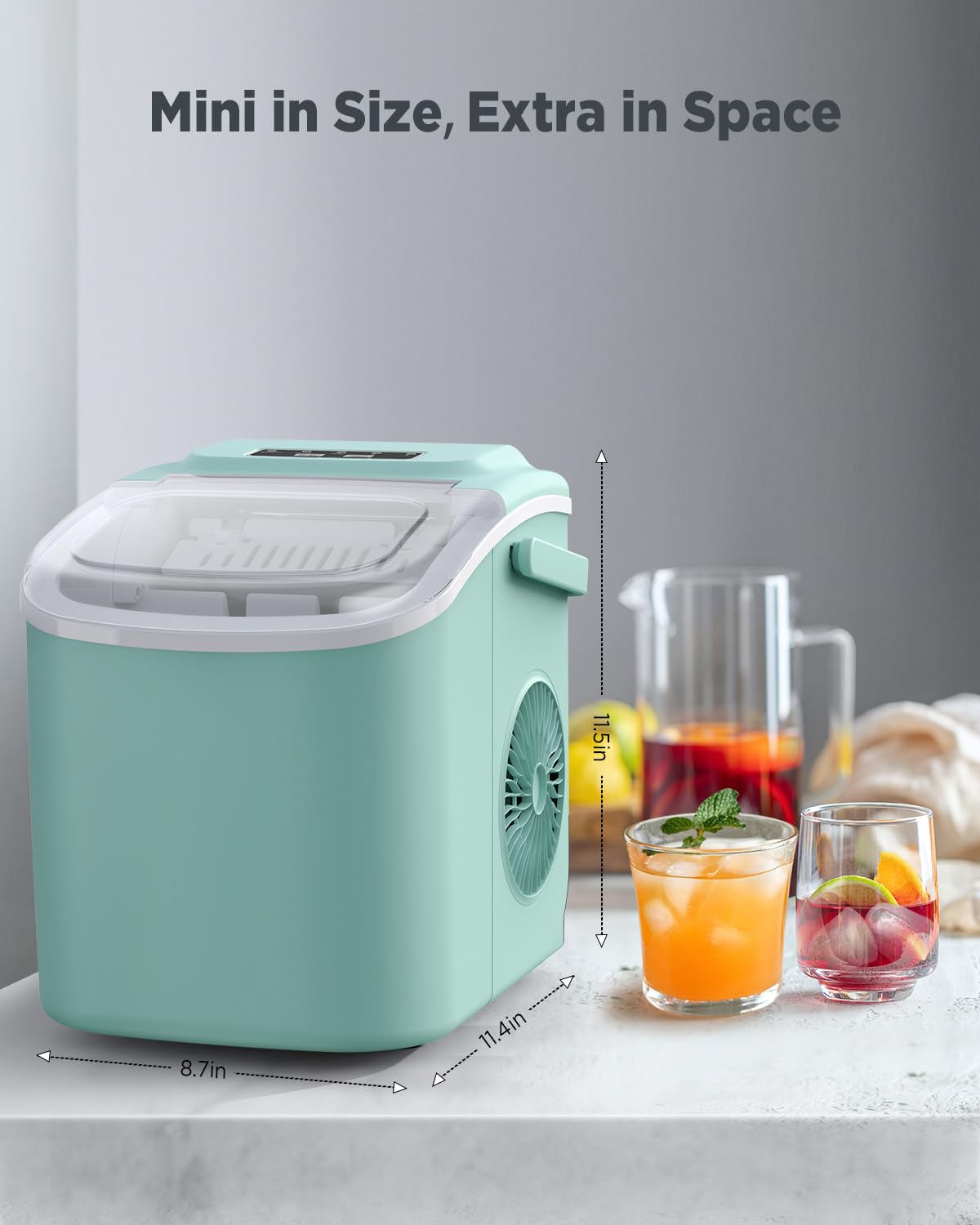 Silonn Ice Maker Countertop, Portable Ice Machine with Carry Handle, Self-Cleaning Ice Makers with Basket and Scoop, 9 Cubes in 6 Mins, 26 lbs per Day, Ideal for Home, Kitchen, Camping, RV