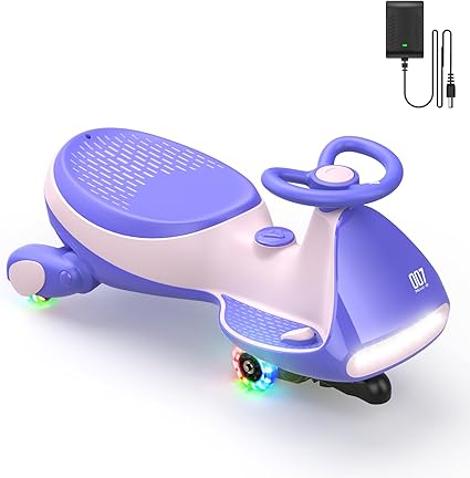Classic Electric Wiggle Car with Pedal, Rechargeable Battery, and Flashing Wheels