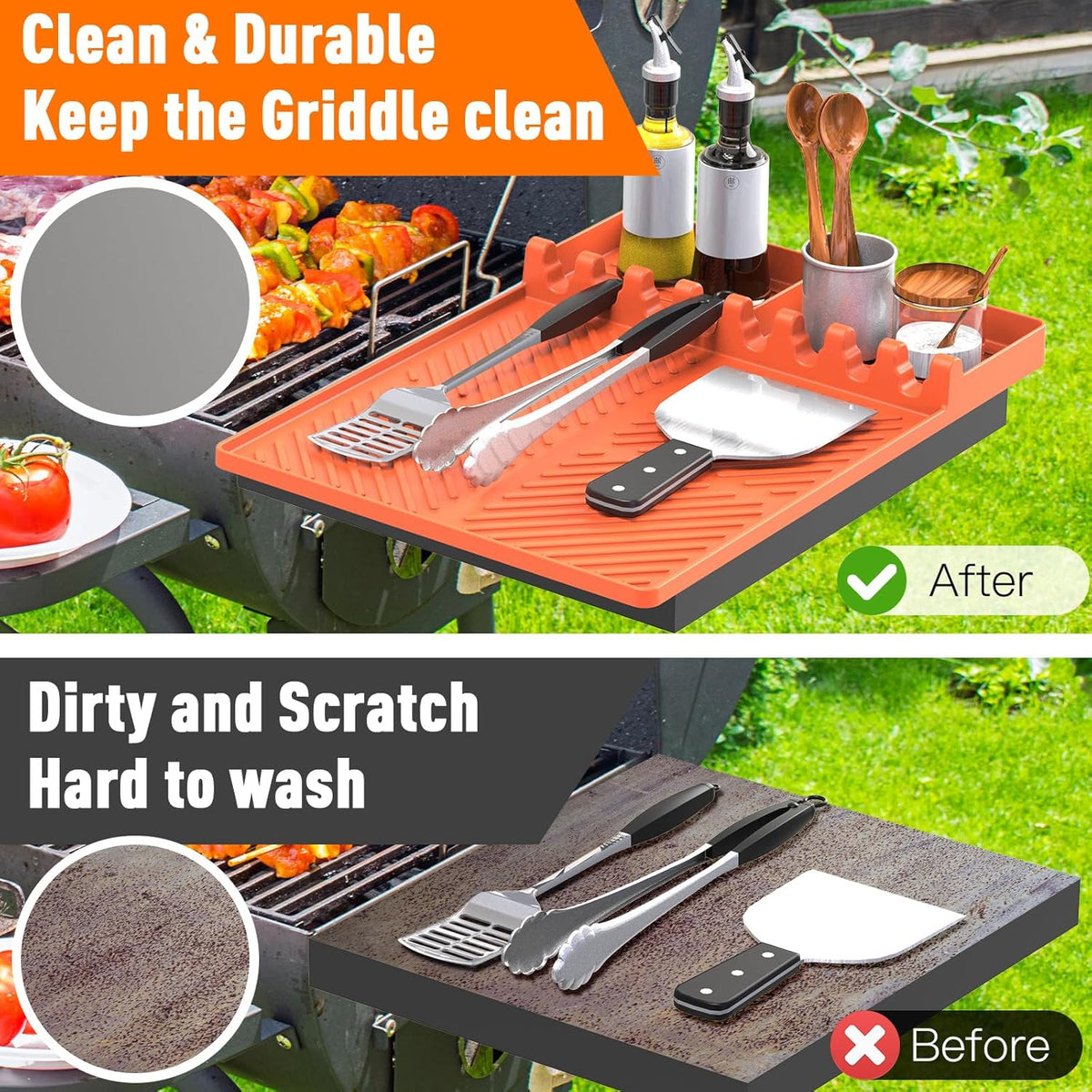 Silicone Grill Mat Compatible with Blackstone, BBQ Griddle Tool