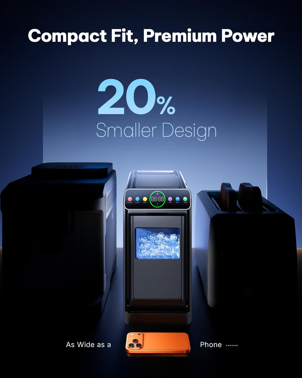 Silonn Ice Maker Countertop, Portable Ice Machine with Carry Handle, Self-Cleaning Ice Makers with Basket and Scoop, 9 Cubes in 6 Mins, 26 lbs per Day, Ideal for Home, Kitchen, Camping, RV