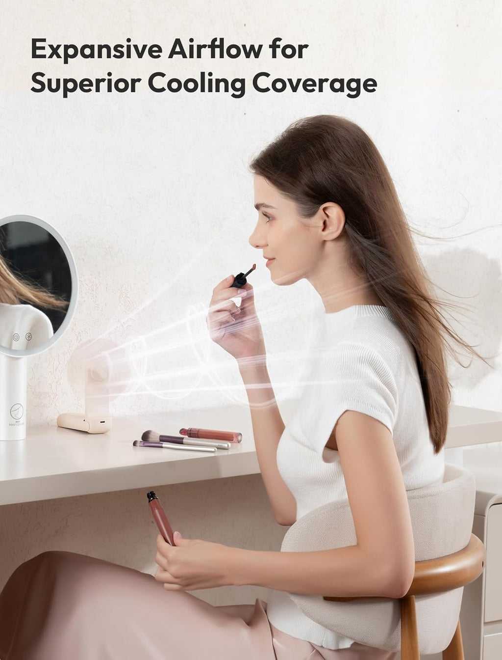 Slim Portable Fan, Thin Handheld Fan, USB Rechargeable