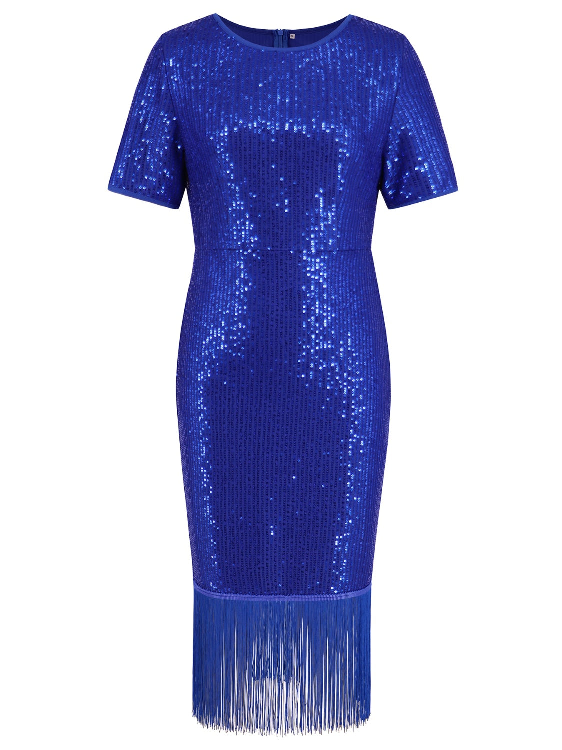 Tassel Sequin Short Sleeve Dress Trendsi