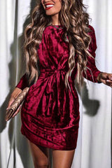 MeiMei Tied Round Neck Long Sleeve Dress Trendsi