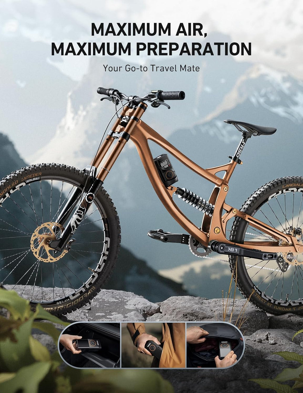 L7 Tire Inflator Portable Air Compressor,150 PSI Cordless Bike Pump