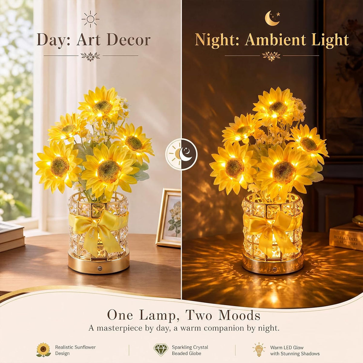 Sunflowers Flower Lamp Birthday Gifts for Women Mothers Day Gifts