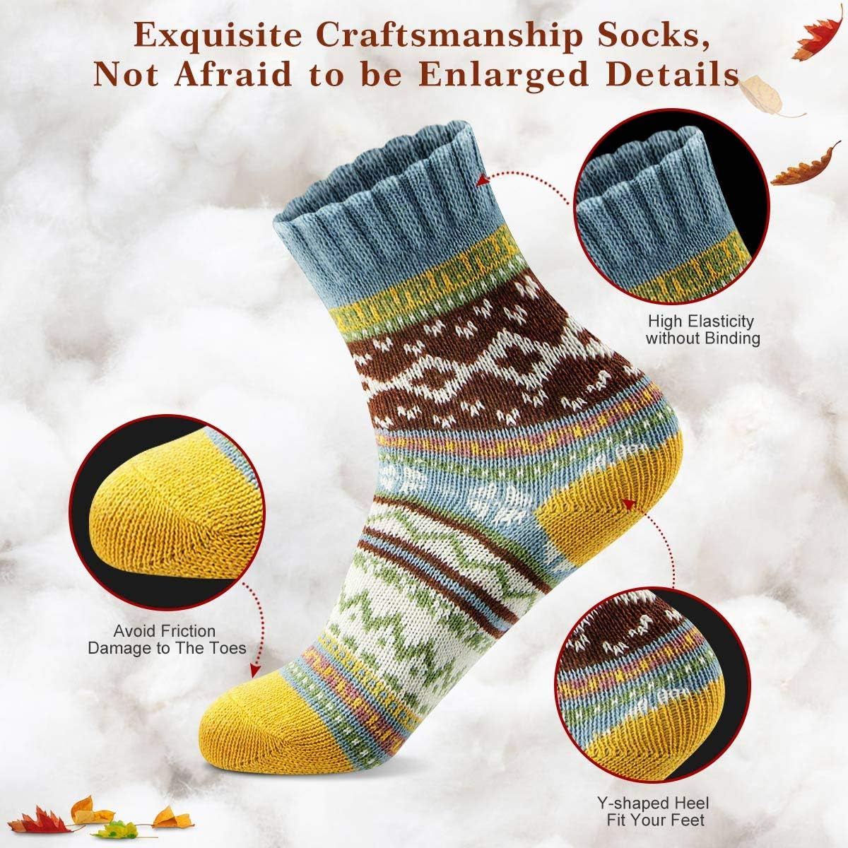 Socks for Women Winter Thick Warm Wool Socks Cozy Crew Christmas Gift