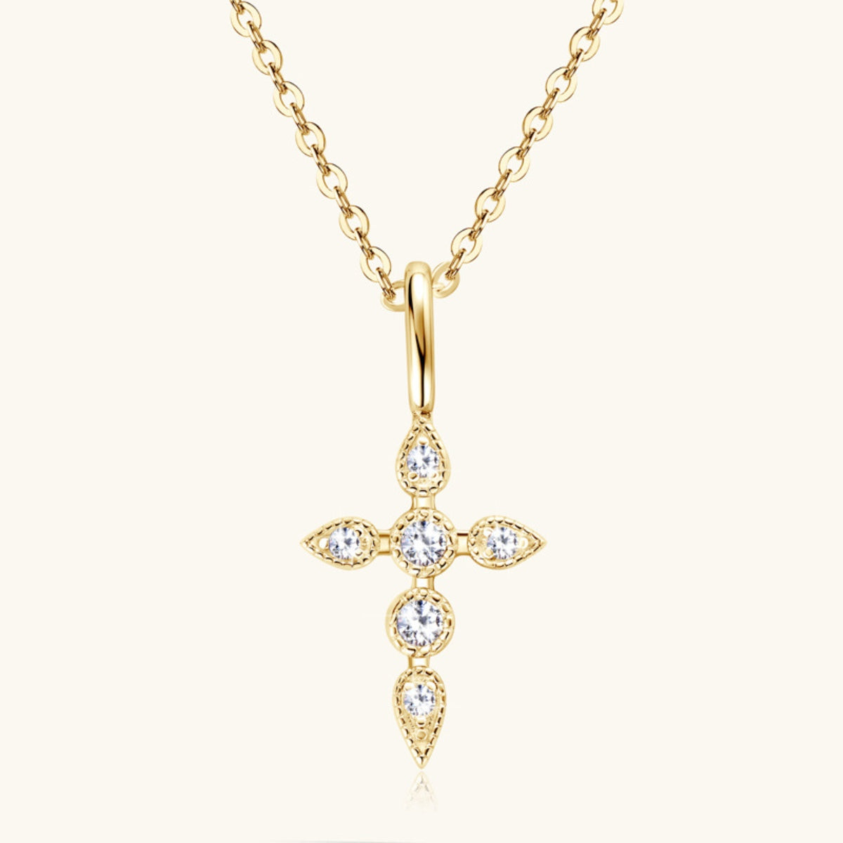 925 Sterling Silver Moissanite Cross Pendant Necklace Trendsi