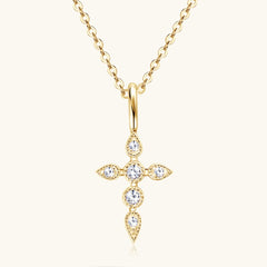 925 Sterling Silver Moissanite Cross Pendant Necklace Trendsi