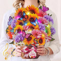Birthday Card with MUSIC LIGHTS, Pop up Sunflower Bouquet for Women