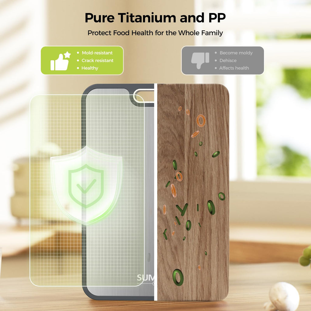 Titanium Cutting Board for Kitchen, Pure Titanium/PP, Size 16”×11”