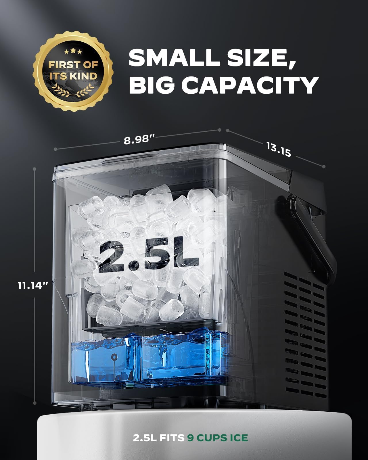 Silonn Ice Maker Countertop, Portable Ice Machine with Carry Handle, Self-Cleaning Ice Makers with Basket and Scoop, 9 Cubes in 6 Mins, 26 lbs per Day, Ideal for Home, Kitchen, Camping, RV