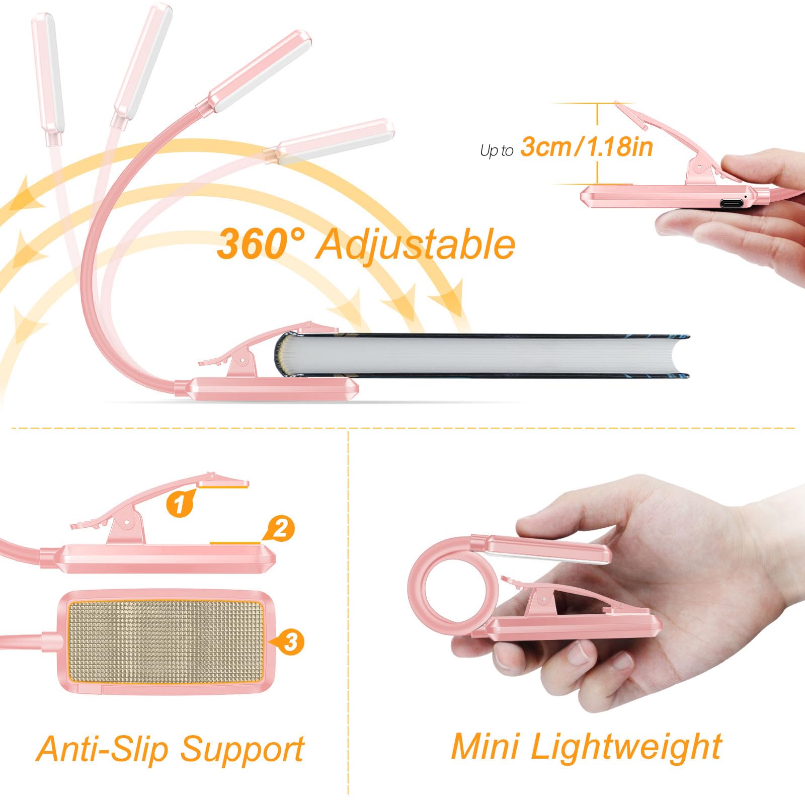 Gritin 9 LED Rechargeable Book Light for Reading in Bed