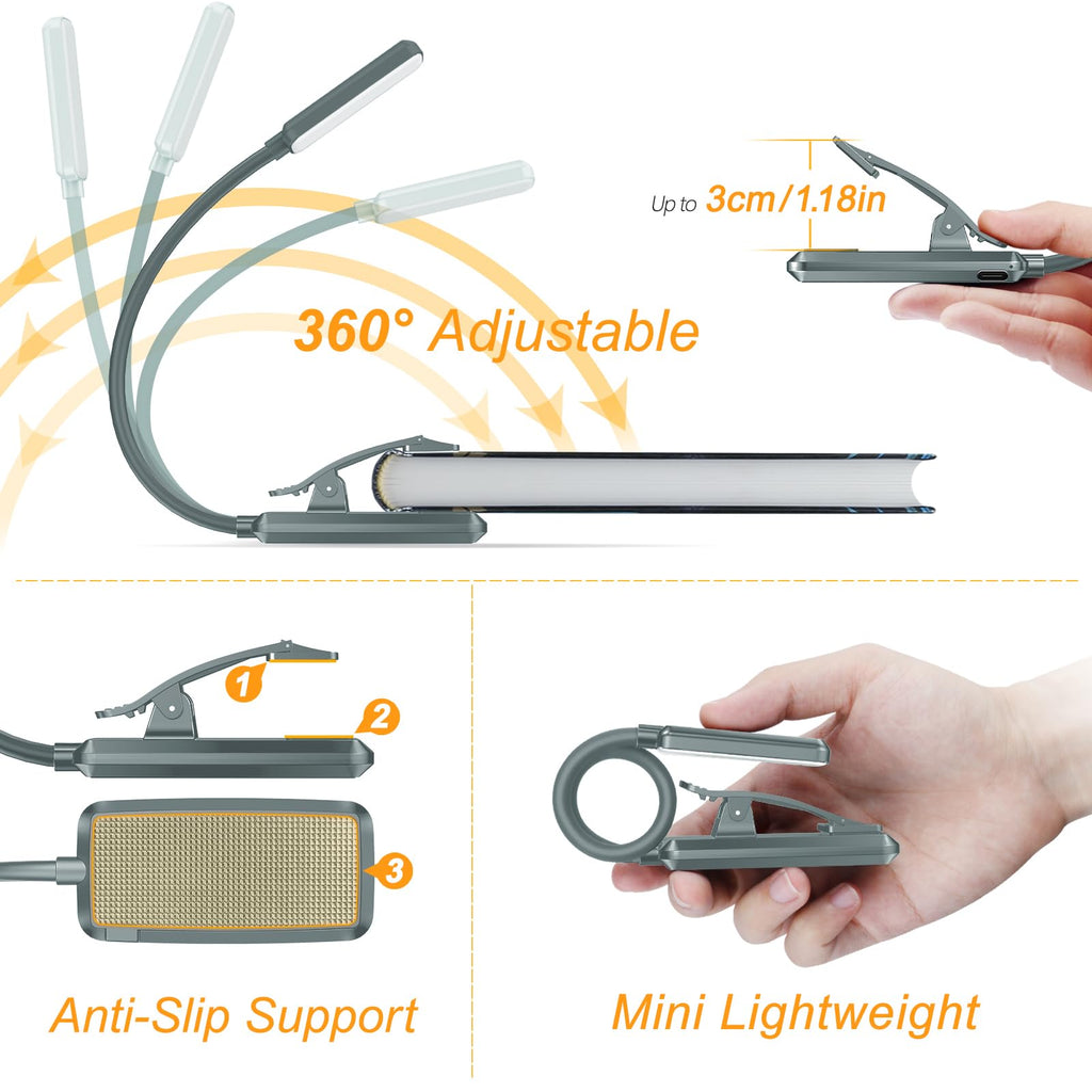 Gritin 9 LED Rechargeable Book Light for Reading in Bed