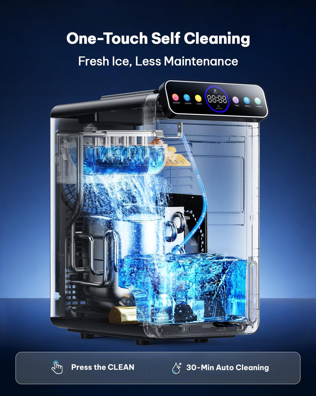 Silonn Ice Maker Countertop, Portable Ice Machine with Carry Handle, Self-Cleaning Ice Makers with Basket and Scoop, 9 Cubes in 6 Mins, 26 lbs per Day, Ideal for Home, Kitchen, Camping, RV