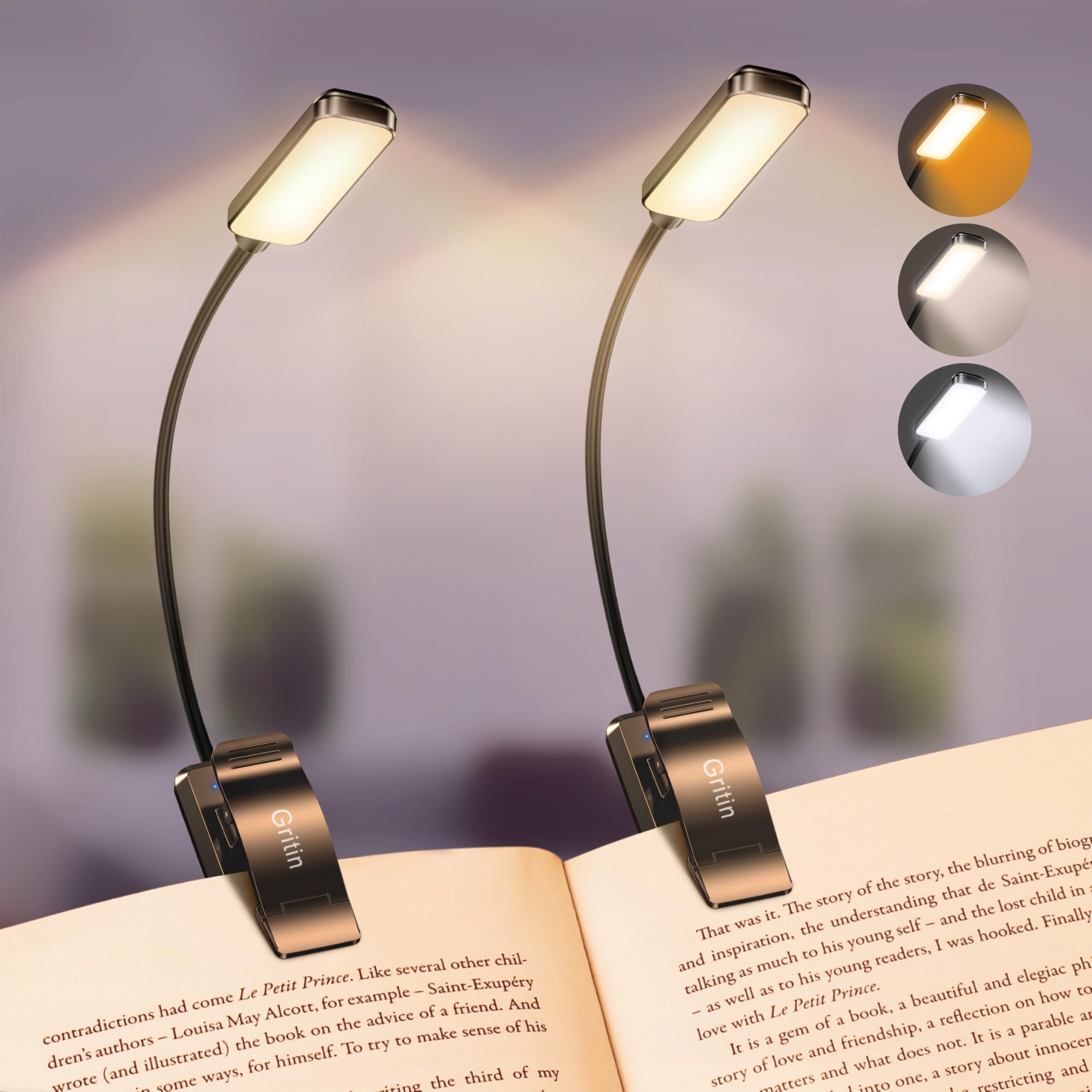 Gritin 9 LED Rechargeable Book Light for Reading in Bed