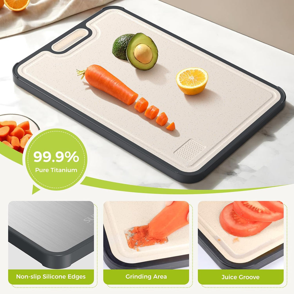 Titanium Cutting Board for Kitchen, Pure Titanium/PP, Size 16”×11”