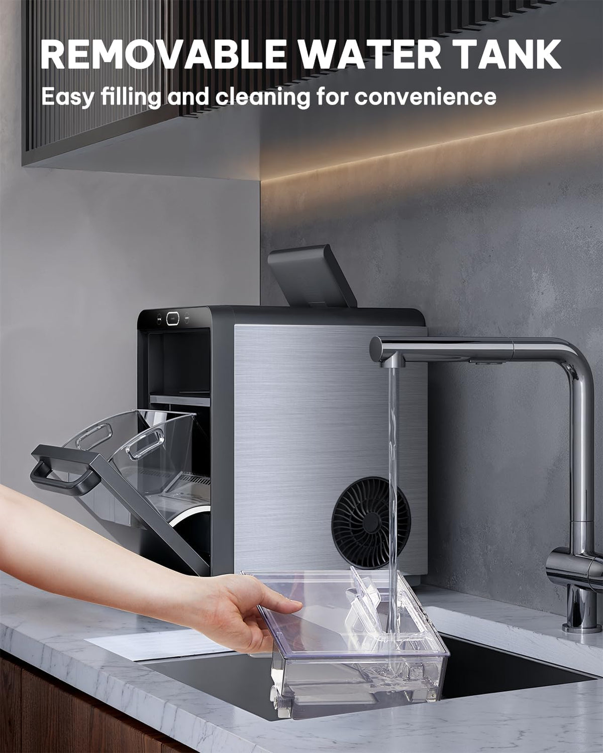 Silonn Ice Maker Countertop, Portable Ice Machine with Carry Handle, Self-Cleaning Ice Makers with Basket and Scoop, 9 Cubes in 6 Mins, 26 lbs per Day, Ideal for Home, Kitchen, Camping, RV