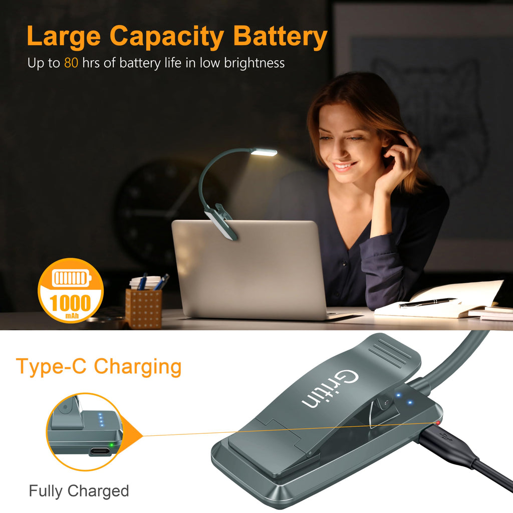Gritin 9 LED Rechargeable Book Light for Reading in Bed