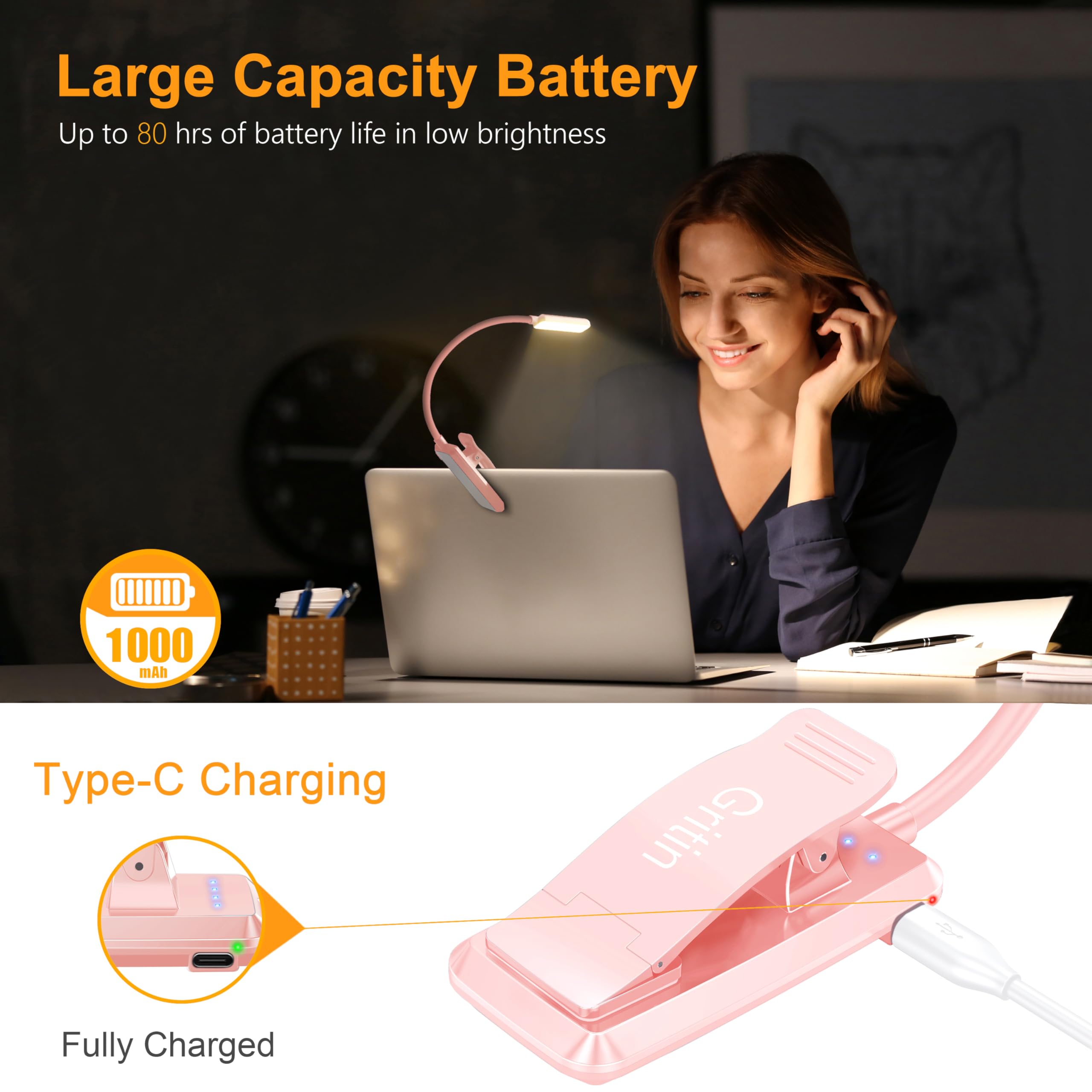 Gritin 9 LED Rechargeable Book Light for Reading in Bed