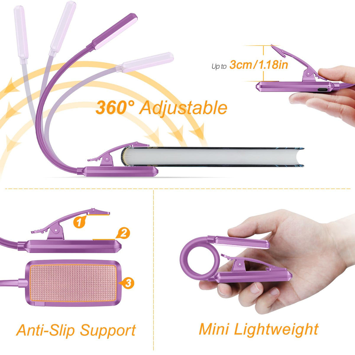 Gritin 9 LED Rechargeable Book Light for Reading in Bed