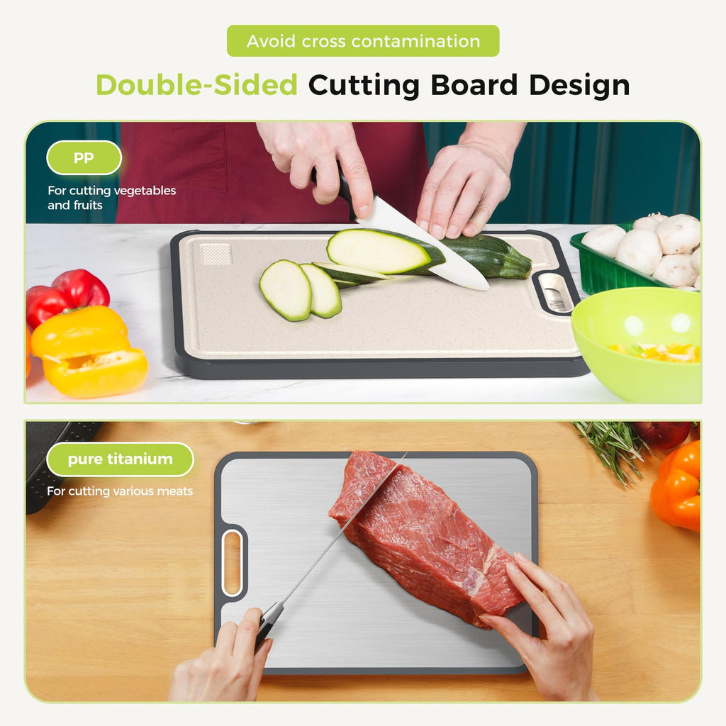 Titanium Cutting Board for Kitchen, Pure Titanium/PP, Size 16”×11”