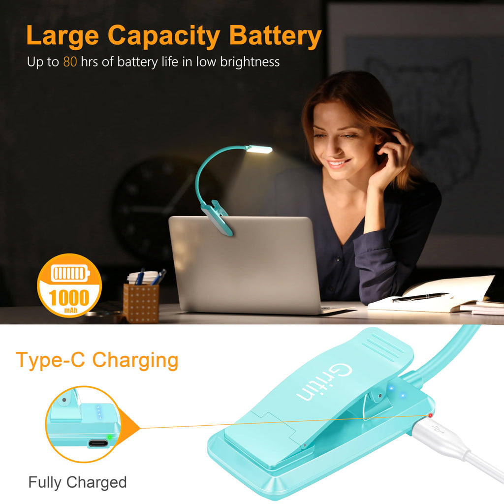 Gritin 9 LED Rechargeable Book Light for Reading in Bed