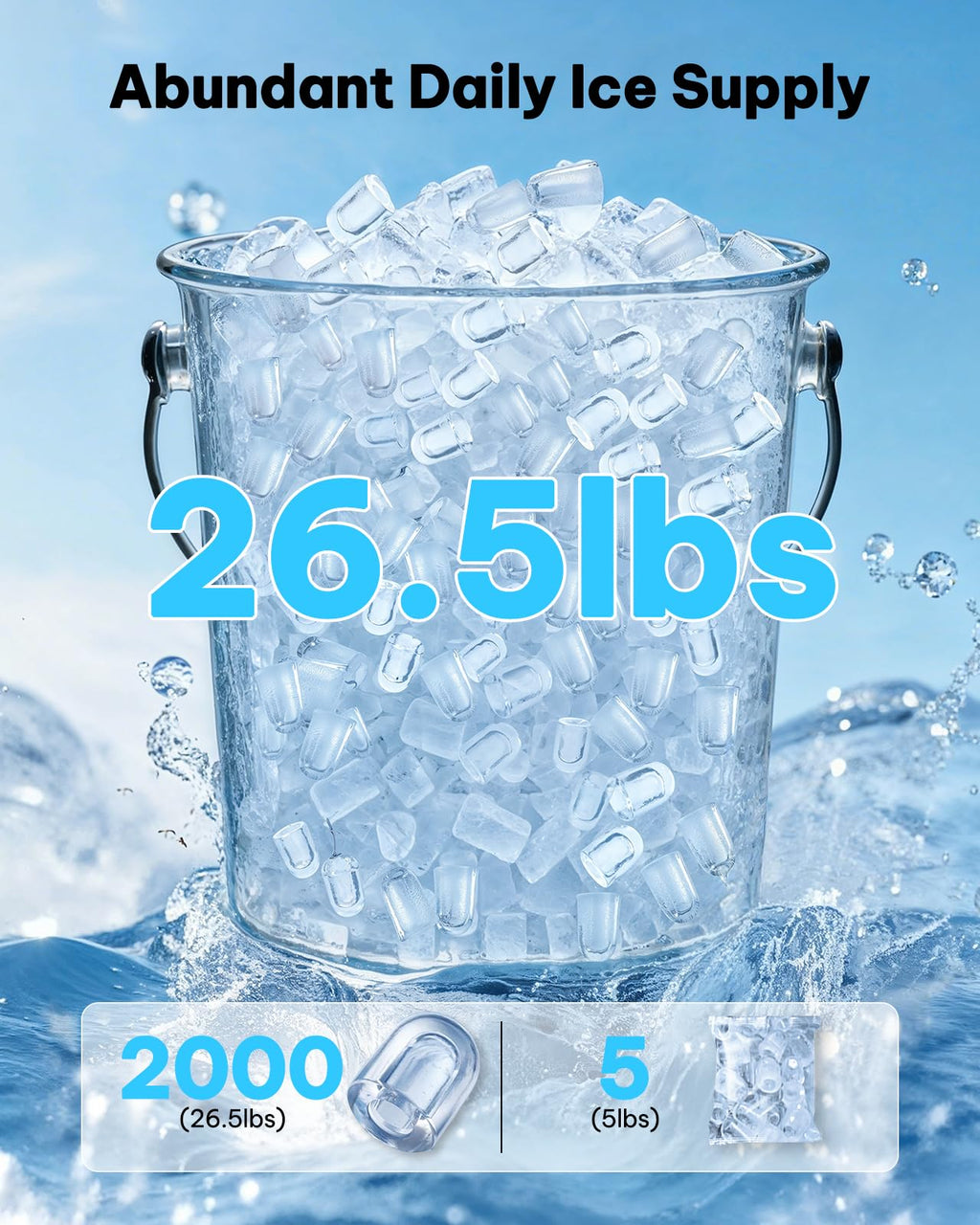Silonn Ice Maker Countertop, Portable Ice Machine with Carry Handle, Self-Cleaning Ice Makers with Basket and Scoop, 9 Cubes in 6 Mins, 26 lbs per Day, Ideal for Home, Kitchen, Camping, RV