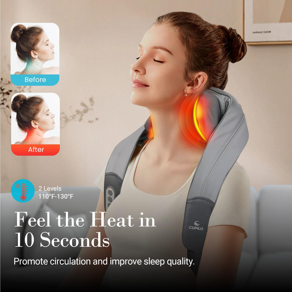 CuPiLo Cordless Neck Massager with Heat & Remote Control, 2026 Upgraded